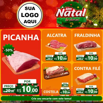 Modelo de Rede Social para Feed Facebook com o tema Um Natal de Ofertas para Açougue
