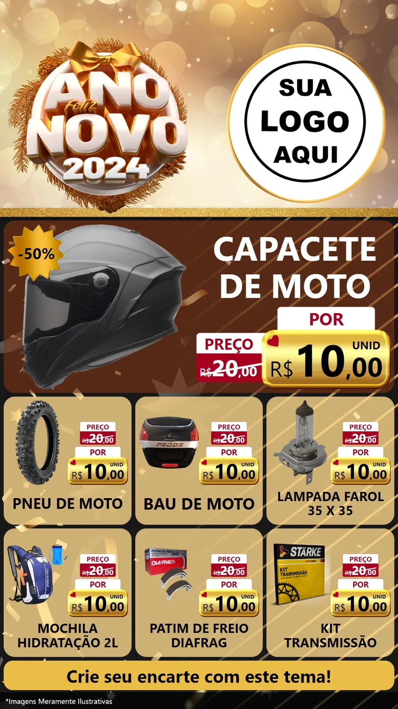 Modelo de Rede Social para Stories com o tema Feliz Ano Novo 2027 para Moto peças