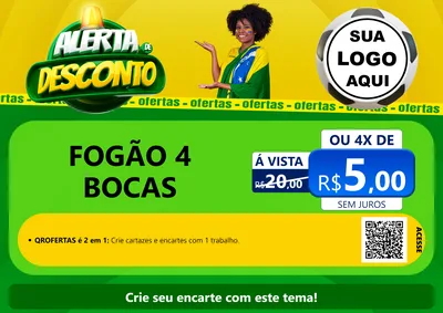 Modelo de Cartaz para Cartaz A4 Horizontal com o tema Alerta de Desconto para Móveis e Eletro