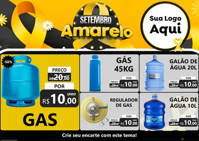Modelo de Encarte para Encarte A4 Horizontal com o tema Setembro Amarelo para Água e gás