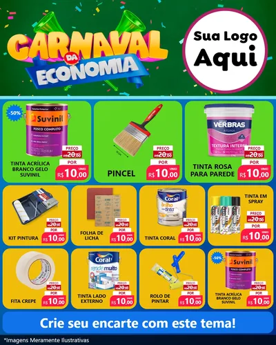 Modelo de Rede Social para Feed Instagram com o tema Carnaval da Economia para Tintas e Ferramentas