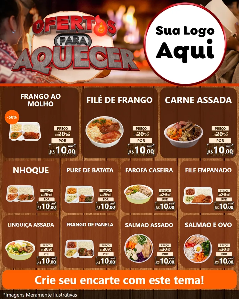 Modelo de Rede Social para Feed Instagram com o tema Ofertas Para Aquecer para Restaurante