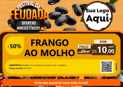 Modelo de Cartaz para Cartaz A4 Horizontal com o tema Festival da Feijoada para Restaurante