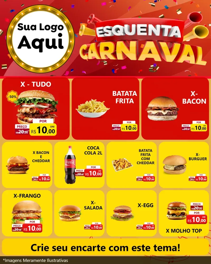 Modelo de Rede Social para Feed Instagram com o tema Esquenta Carnaval para Hamburgueria