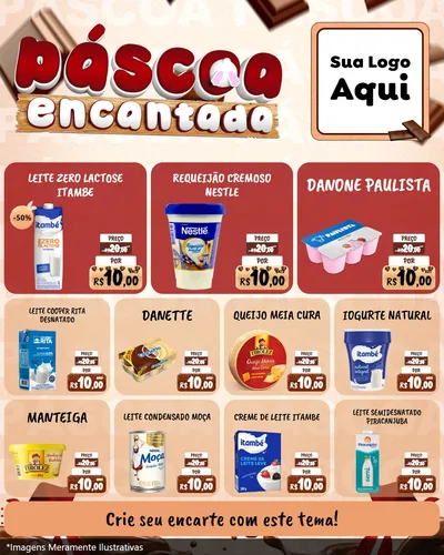 Modelo de Rede Social para Feed Instagram com o tema Páscoa Encantada para Frios e Laticínios