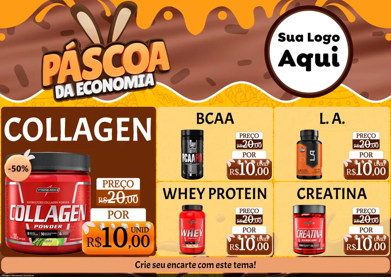 Modelo de Encarte para Encarte A4 Horizontal com o tema Páscoa da Economia para Suplementos alimentares