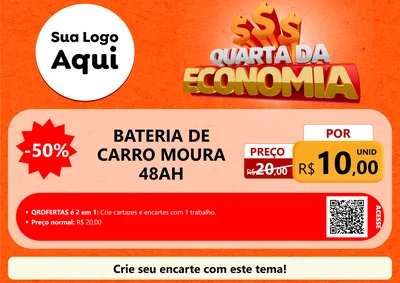 Modelo de Cartaz para Cartaz A4 Horizontal com o tema Quarta da Economia para Baterias Elétricas