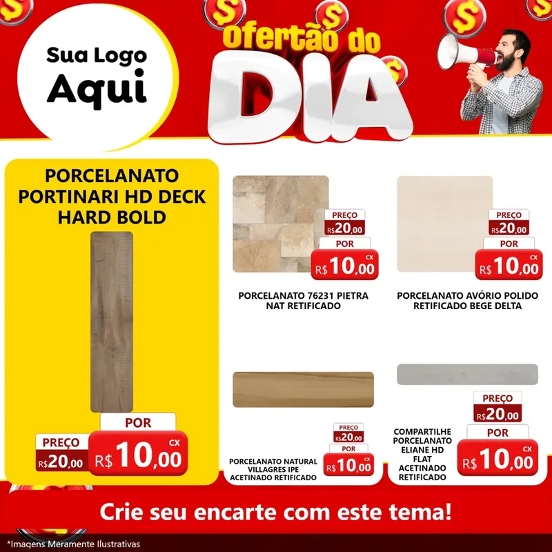 Modelo de Rede Social para Feed Facebook com o tema Ofertão do dia para Pisos e revestimentos