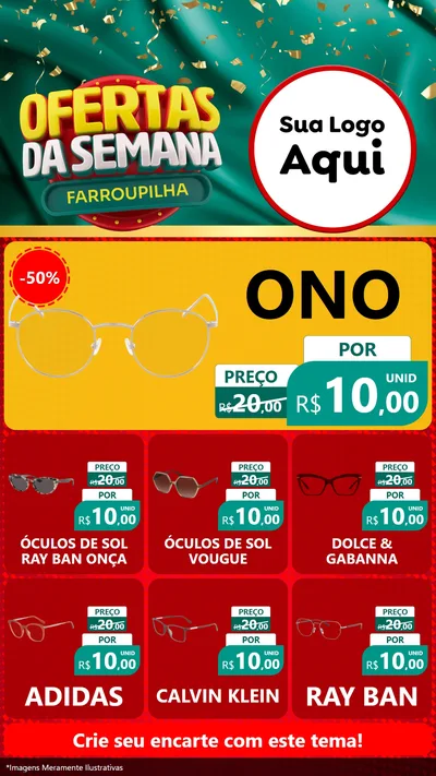 Modelo de Rede Social para Stories com o tema Ofertas da Semana Farroupilha para Óticas