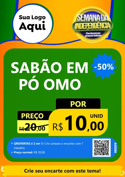 Modelo de Cartaz para Cartaz A4 Vertical com o tema Semana da Independência Declaramos Preços Baixos para Produtos de Limpeza