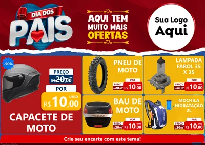 Modelo de Encarte para Encarte A4 Horizontal com o tema Dia dos Pais para Moto peças
