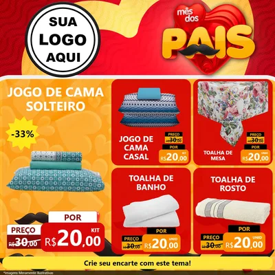 Modelo de Rede Social para Feed Facebook com o tema Mês Dos Pais para Cama, Mesa e Banho