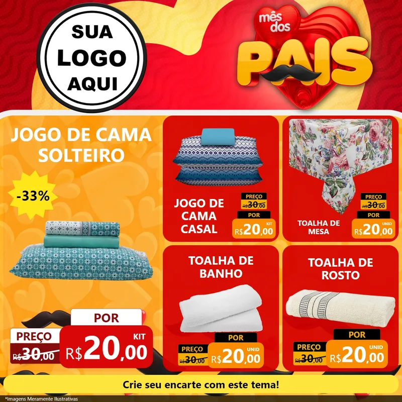 Modelo de Rede Social para Feed Facebook com o tema Mês Dos Pais para Cama, Mesa e Banho
