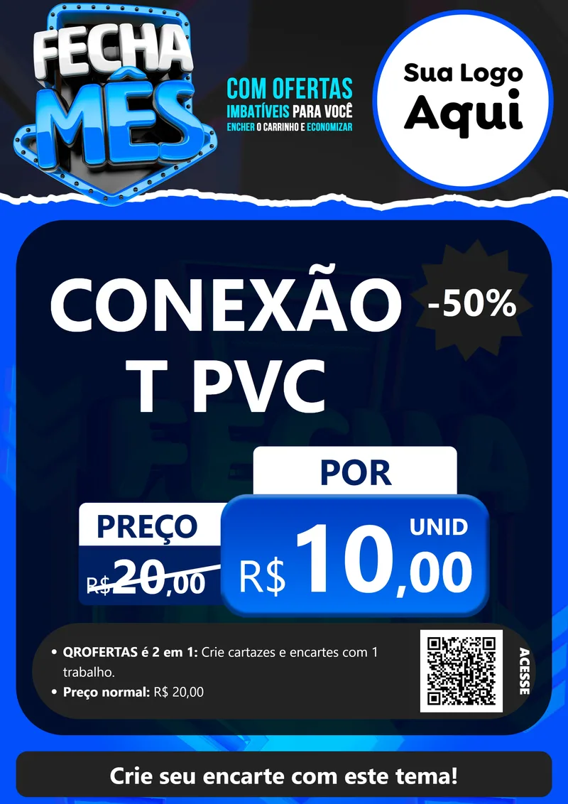 Modelo de Cartaz para Cartaz A4 Vertical com o tema Fecha Mês para Tubos e conexões
