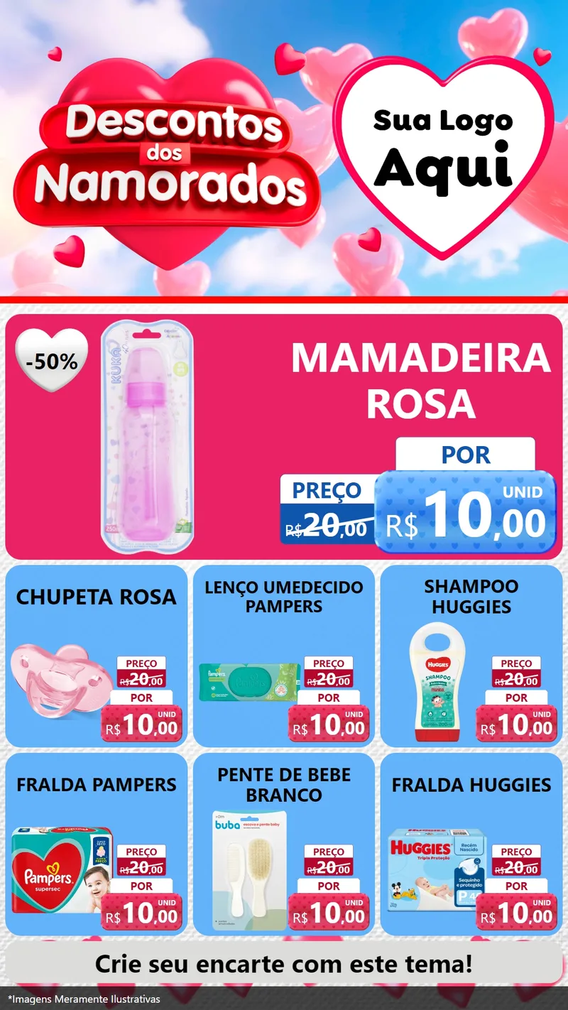 Modelo de Rede Social para Stories com o tema Descontos dos Namorados para Bebês