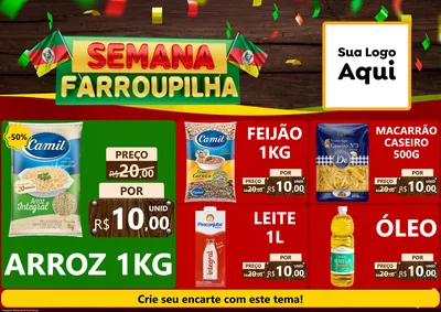 Modelo de Encarte para Encarte A4 Horizontal com o tema Semana Farroupilha para Supermercado