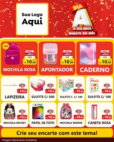 Modelo de Rede Social para Feed Instagram com o tema Dia A o Dia Mais Barato do Mês para Papelaria