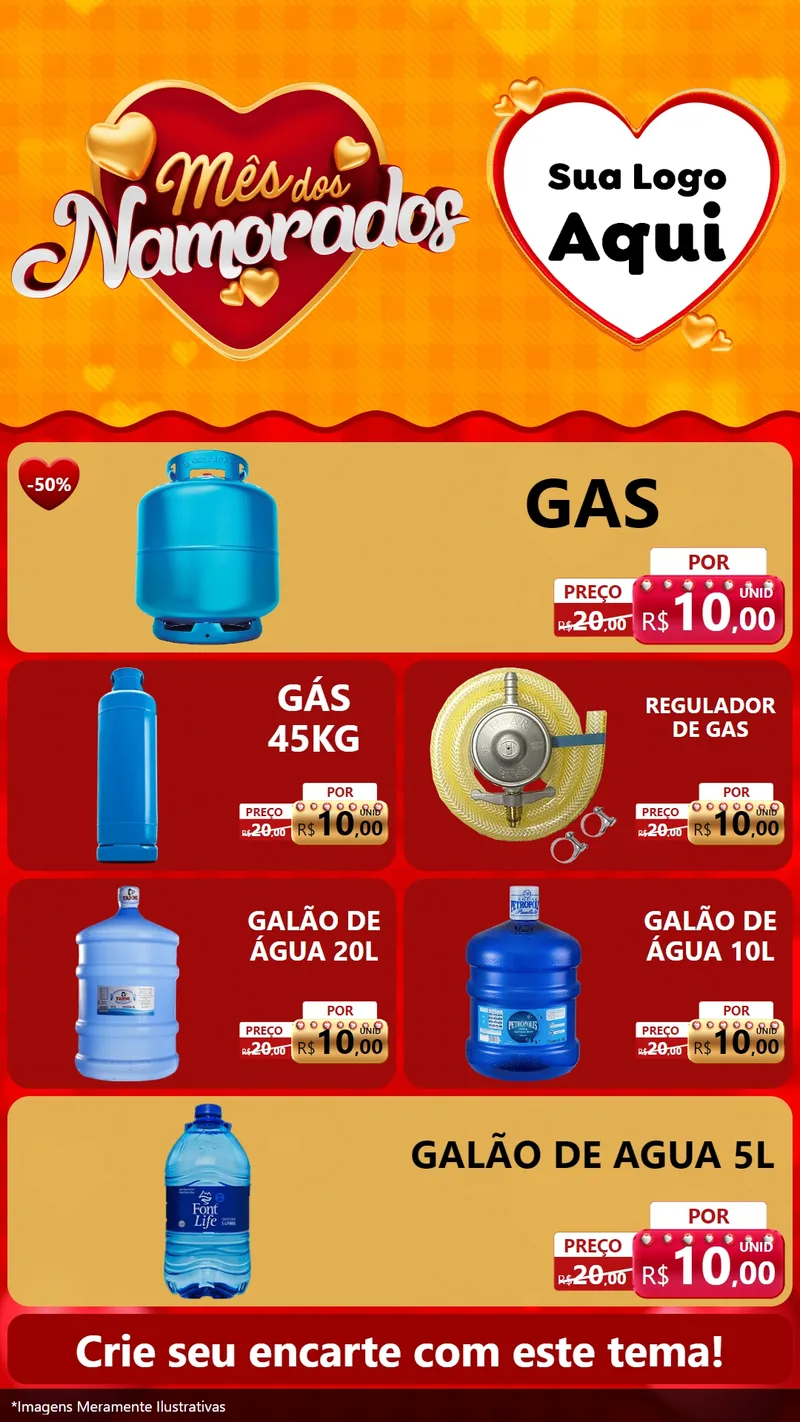 Modelo de TV para TV Vertical com o tema Mês dos Namorados para Água e gás