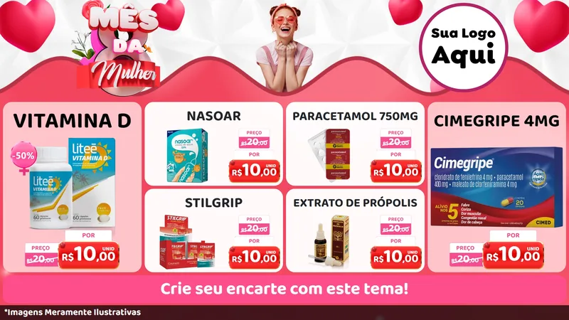 Modelo de TV para TV Horizontal com o tema Mês da Mulher para Farmácia