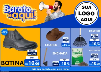 Modelo de Encarte para Encarte A4 Horizontal com o tema Barato é aqui para Agropecuária