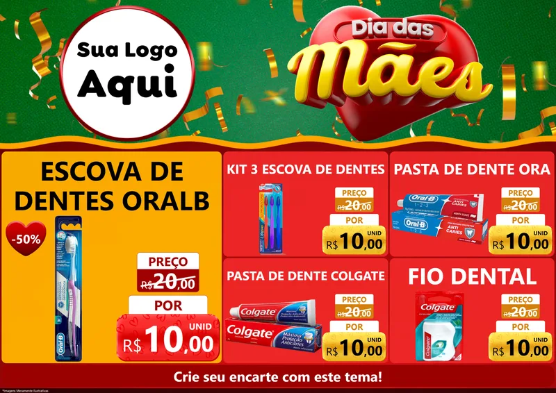Modelo de Encarte para Encarte A4 Horizontal com o tema Dia das Mães para Higiene Pessoal