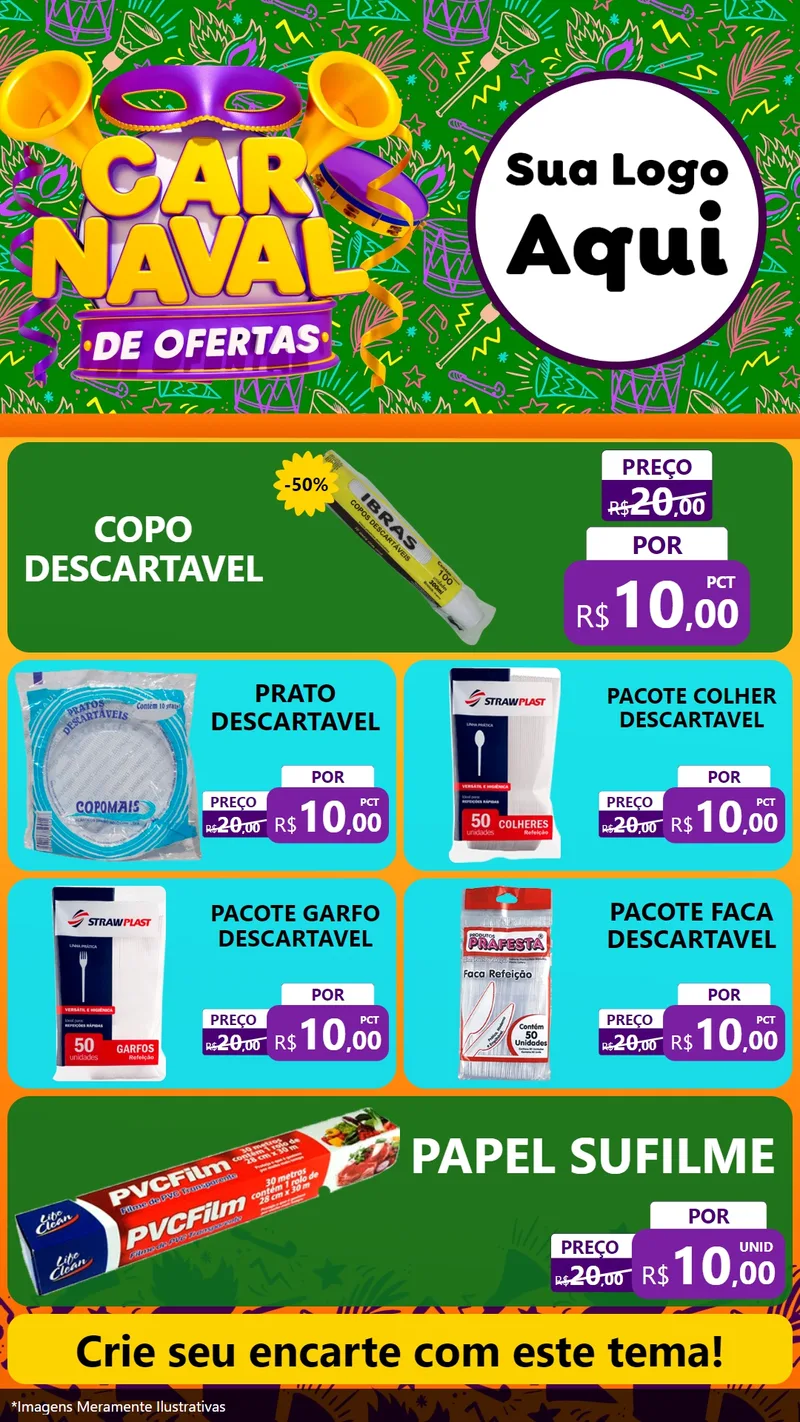 Modelo de TV para TV Vertical com o tema Carnaval de Ofertas para Embalagens