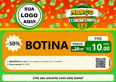 Modelo de Cartaz para Cartaz A4 Horizontal com o tema Comece Março Economizando para Agropecuária