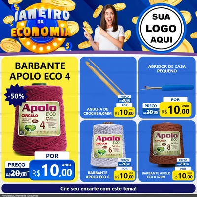 Modelo de Rede Social para Feed Facebook com o tema Janeiro da Economia para Armarinho e Aviamentos