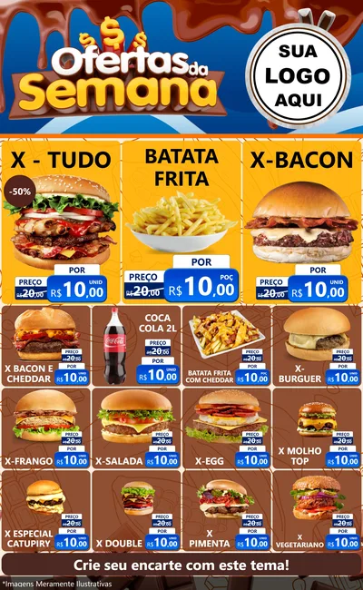 Modelo de Encarte para Encarte Grande com o tema Ofertas da Semana - Páscoa para Hamburgueria