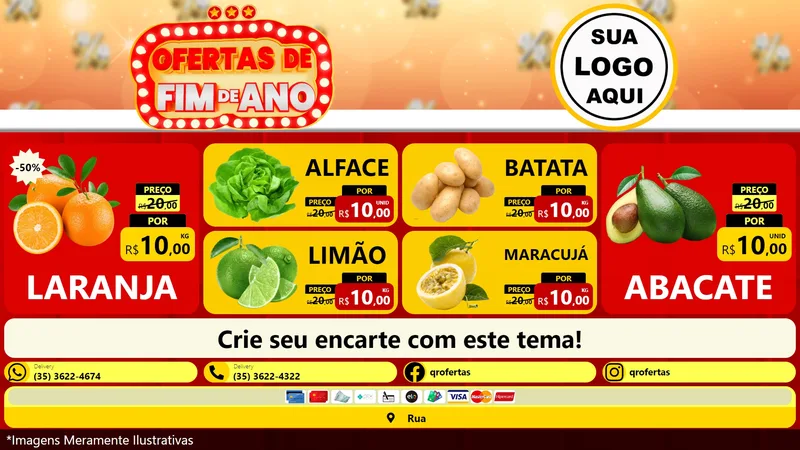 Modelo de TV para TV Horizontal com o tema Ofertas de Fim de Ano para Hortifrúti