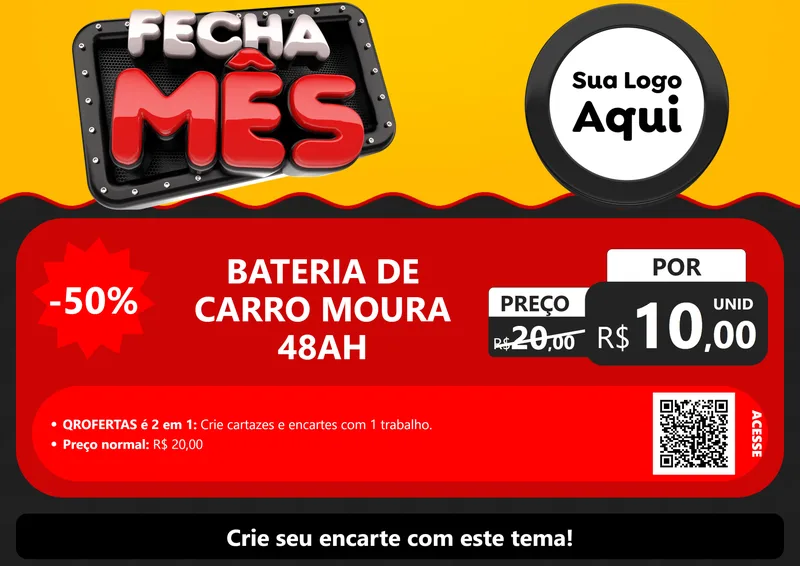 Modelo de Cartaz para Cartaz A4 Horizontal com o tema Fecha Mês para Baterias Elétricas