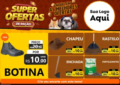 Modelo de Encarte para Encarte A4 Horizontal com o tema Super Oferta de Ração para Agropecuária