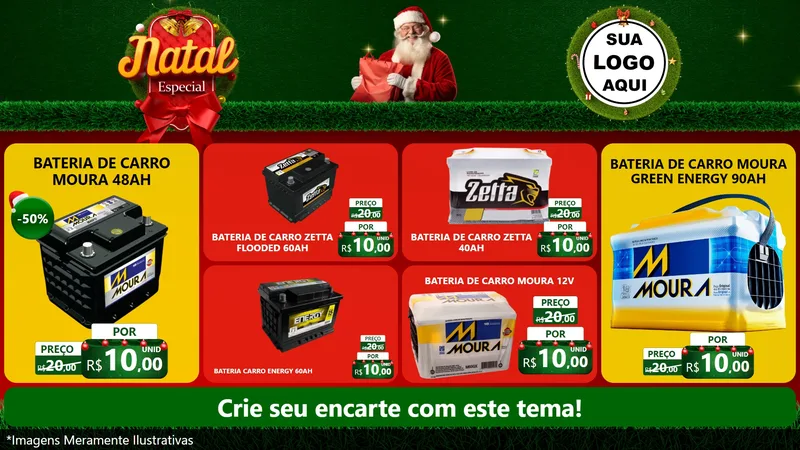 Modelo de TV para TV Horizontal com o tema Natal Especial para Baterias Elétricas