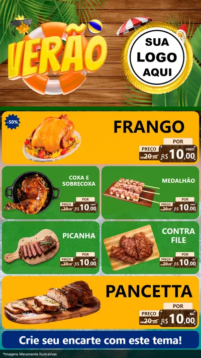 Modelo de TV para TV Vertical com o tema Verão para Assados