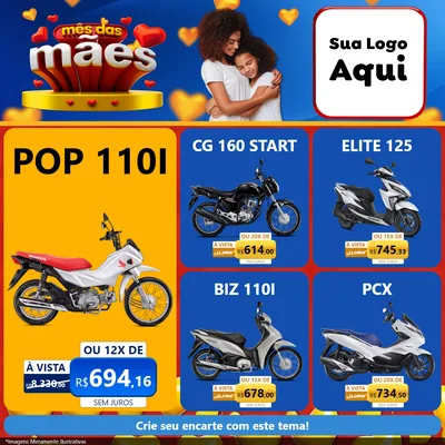 Modelo de Rede Social para Feed Facebook com o tema Mês das Mães para Concessionaria de Motos