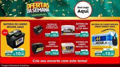 Modelo de TV para TV Horizontal com o tema Ofertas da Semana Farroupilha para Baterias Elétricas