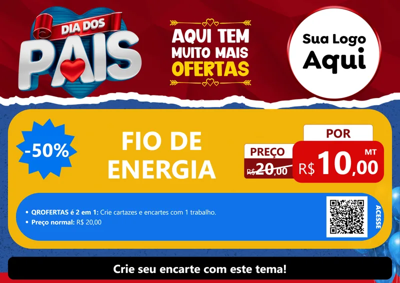 Modelo de Cartaz para Cartaz A4 Horizontal com o tema Dia dos Pais para Materiais Elétricos