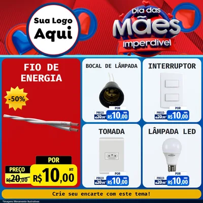 Modelo de Rede Social para Feed Facebook com o tema Dia Das Mães Imperdível para Materiais Elétricos