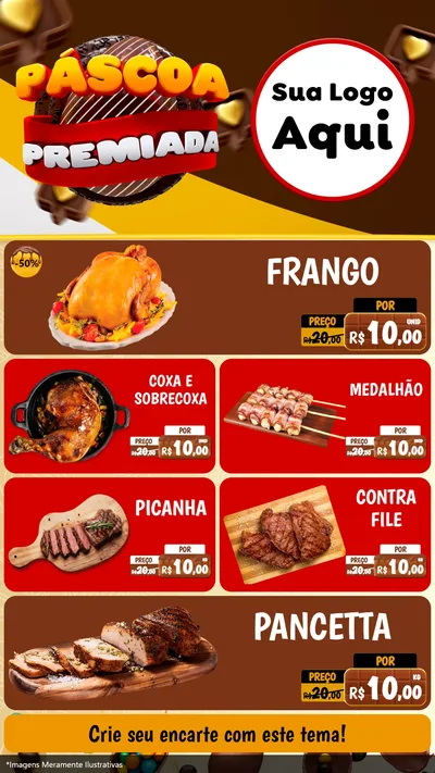 Modelo de TV para TV Vertical com o tema Páscoa Premiada para Assados