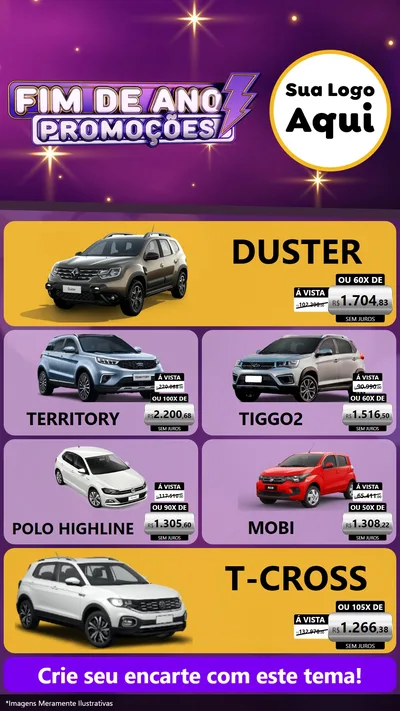 Modelo de TV para TV Vertical com o tema Fim de Ano Promoções para Concessionaria de Carros