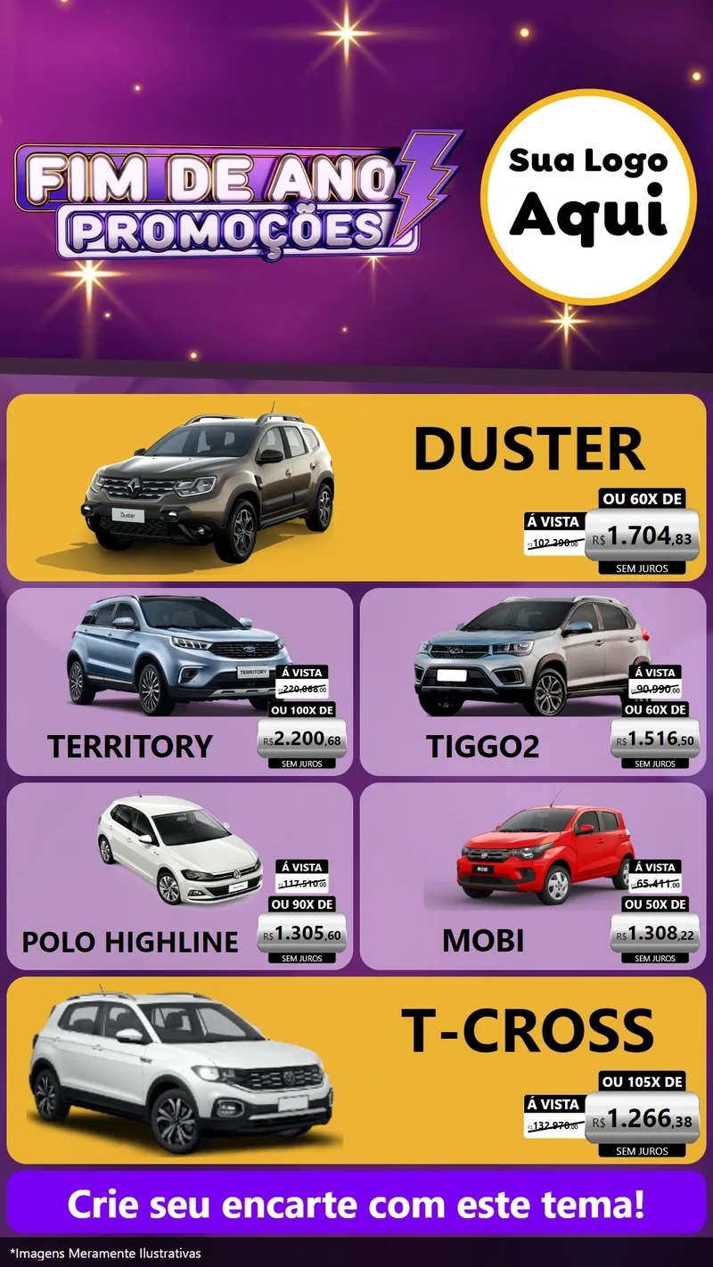 Modelo de TV para TV Vertical com o tema Fim de Ano Promoções para Concessionaria de Carros