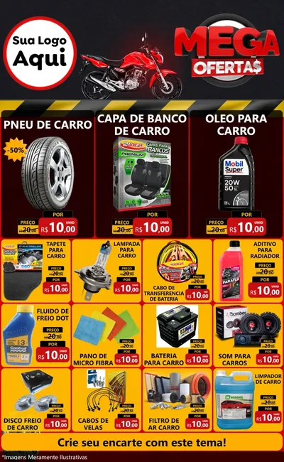 Modelo de Encarte para Encarte Grande com o tema Mega Ofertas - Motopeças para Auto peças
