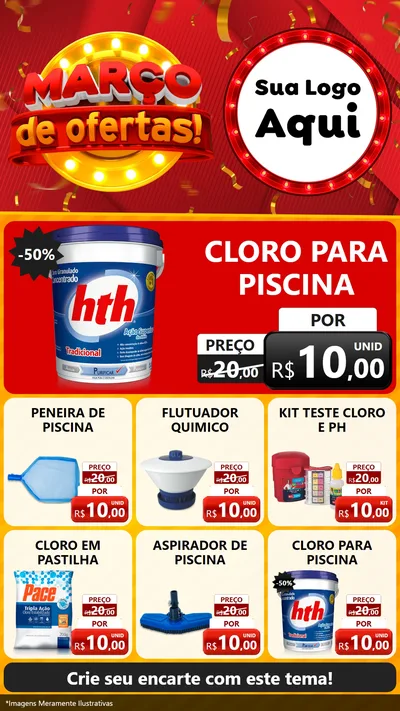 Modelo de Rede Social para Stories com o tema Março de Ofertas! para Produtos para Piscina