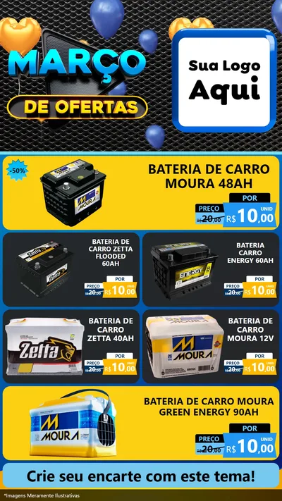 Modelo de TV para TV Vertical com o tema Março de Ofertas para Baterias Elétricas