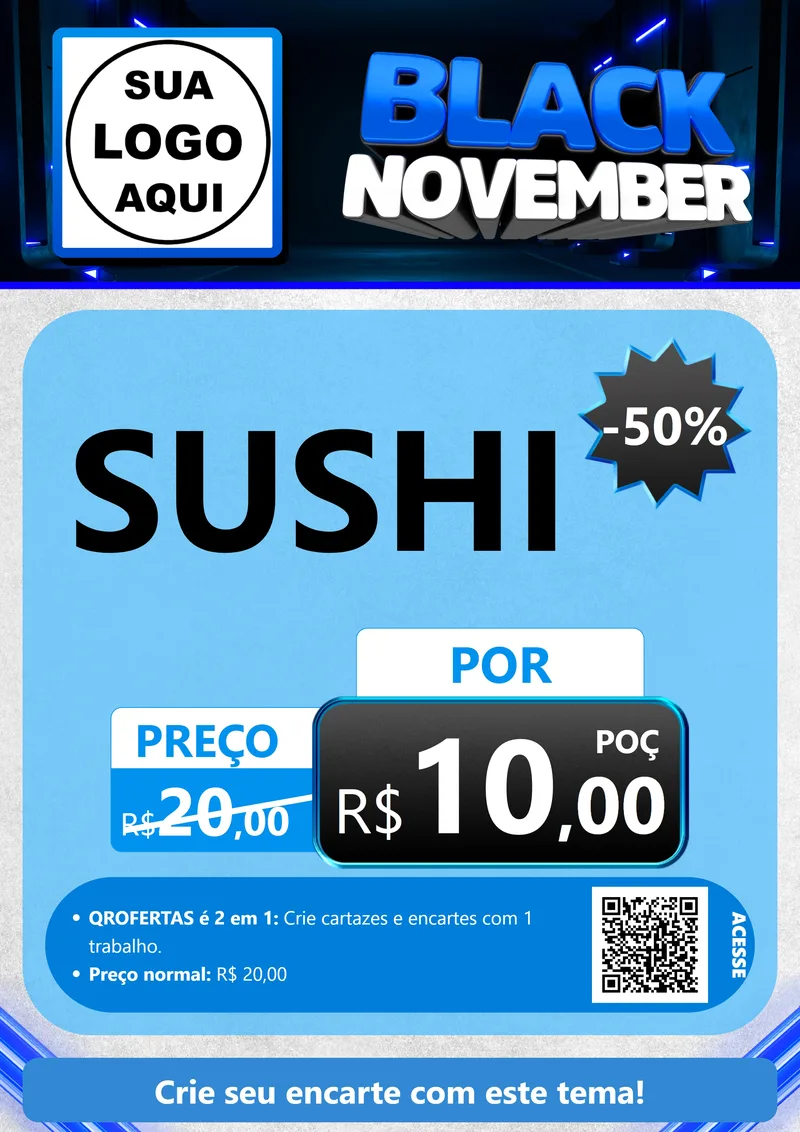 Modelo de Cartaz para Cartaz A4 Vertical com o tema Black November para Comida japonesa