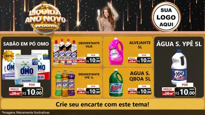 Modelo de TV para TV Horizontal com o tema Liquida Ano Novo Imperdível para Produtos de Limpeza
