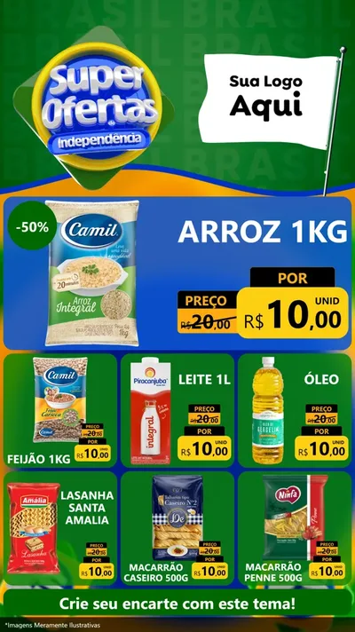 Modelo de Rede Social para Stories com o tema Super Ofertas de Independência para Supermercado