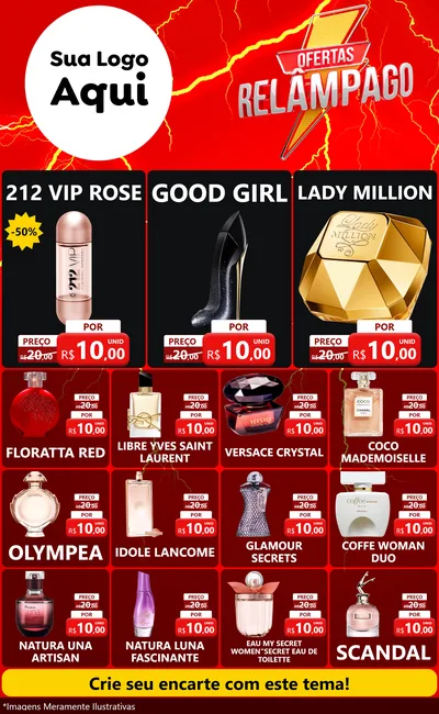 Modelo de Encarte para Encarte Grande com o tema Ofertas Relâmpago para Perfumes