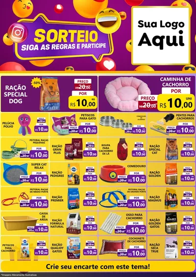 Modelo de Encarte para Encarte A4 Vertical com o tema Sorteio para Pet Shop