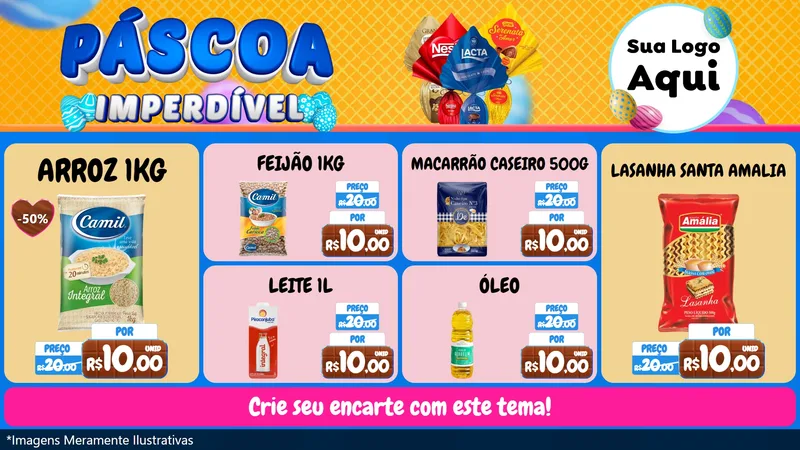 Modelo de TV para TV Horizontal com o tema Páscoa Imperdível para Supermercado